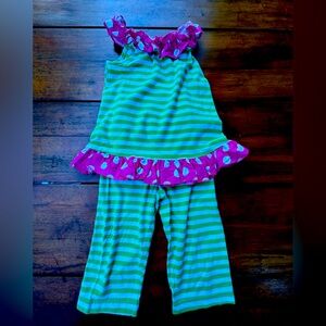 Bailey Boys 2 piece knit set. Girls size 3T lime green and hot pink